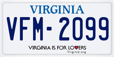 VA license plate VFM2099