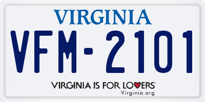 VA license plate VFM2101