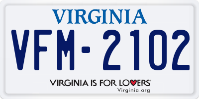 VA license plate VFM2102