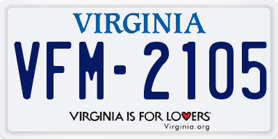 VA license plate VFM2105