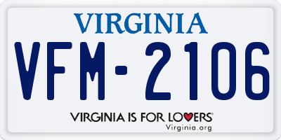 VA license plate VFM2106