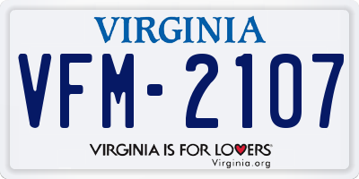 VA license plate VFM2107