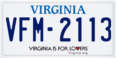 VA license plate VFM2113
