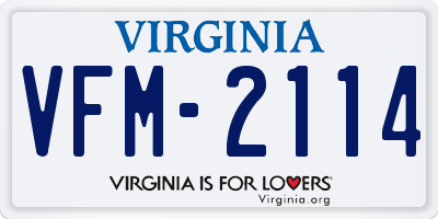VA license plate VFM2114