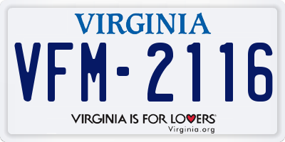 VA license plate VFM2116