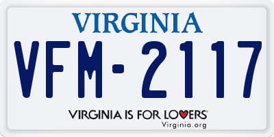 VA license plate VFM2117