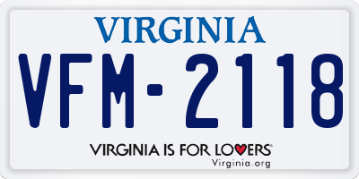 VA license plate VFM2118