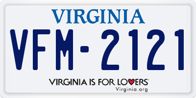 VA license plate VFM2121