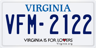 VA license plate VFM2122
