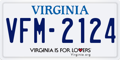 VA license plate VFM2124