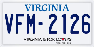 VA license plate VFM2126