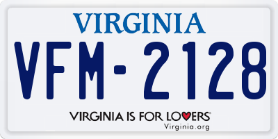 VA license plate VFM2128