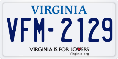 VA license plate VFM2129