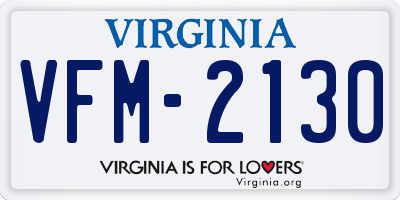 VA license plate VFM2130