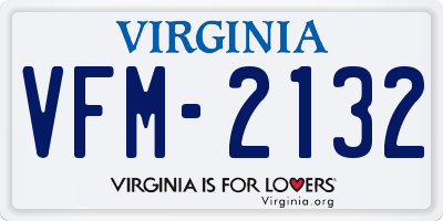 VA license plate VFM2132