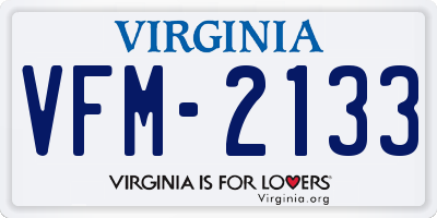 VA license plate VFM2133