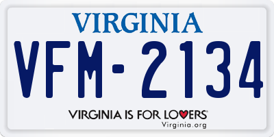 VA license plate VFM2134