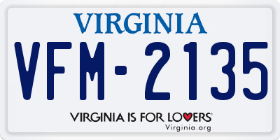 VA license plate VFM2135