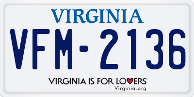 VA license plate VFM2136