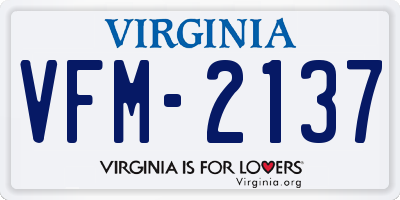 VA license plate VFM2137