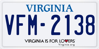 VA license plate VFM2138