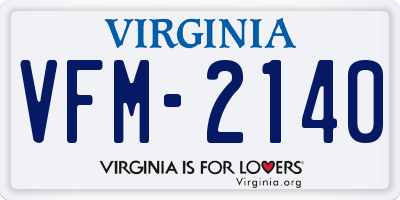 VA license plate VFM2140