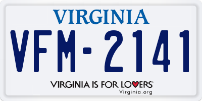 VA license plate VFM2141