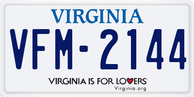 VA license plate VFM2144