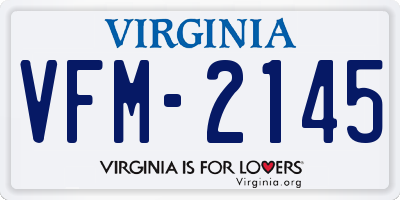 VA license plate VFM2145