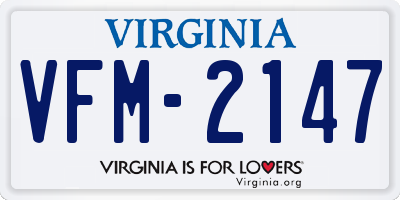 VA license plate VFM2147