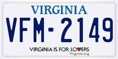 VA license plate VFM2149