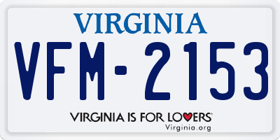 VA license plate VFM2153