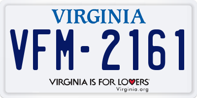 VA license plate VFM2161