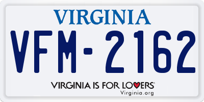 VA license plate VFM2162