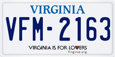 VA license plate VFM2163