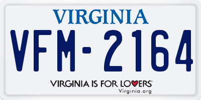 VA license plate VFM2164