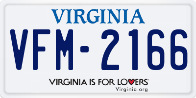 VA license plate VFM2166