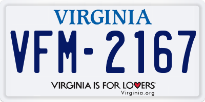VA license plate VFM2167