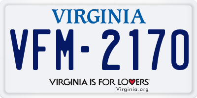 VA license plate VFM2170
