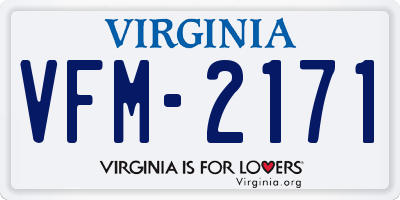 VA license plate VFM2171