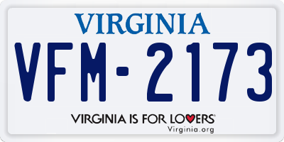 VA license plate VFM2173