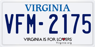 VA license plate VFM2175
