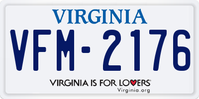 VA license plate VFM2176