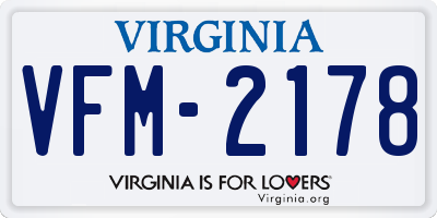 VA license plate VFM2178