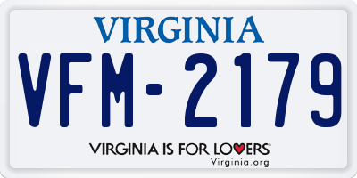 VA license plate VFM2179