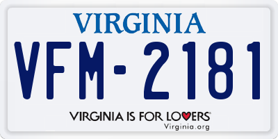 VA license plate VFM2181