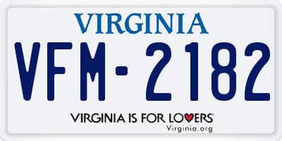 VA license plate VFM2182