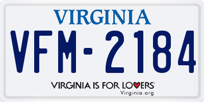 VA license plate VFM2184