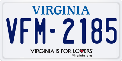 VA license plate VFM2185