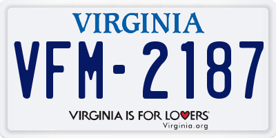 VA license plate VFM2187